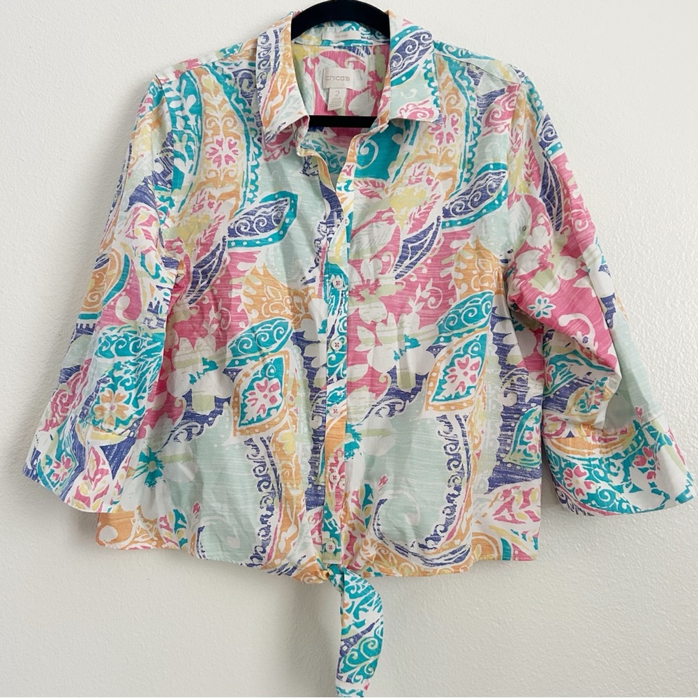 Chico's Paisley No-Iron Blouse | Size 2